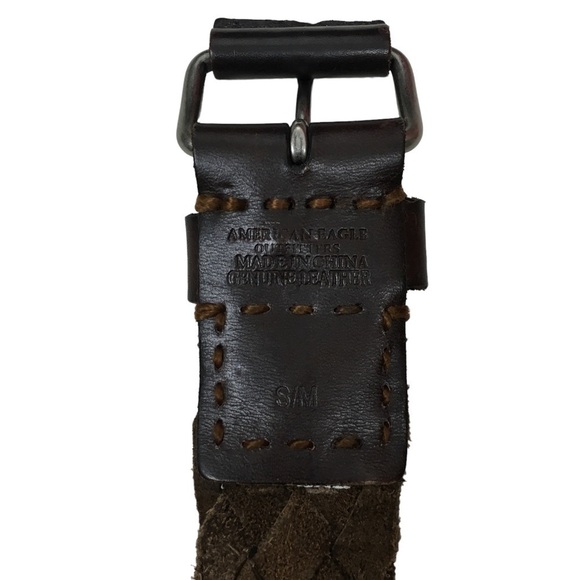 AMERICAN EAGLE Braided Leather Belt Stud Details Western Equestrian Rodeo S/M - Picture 3 of 15